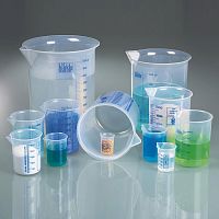 Лабораторные стаканы, стаканы Гриффина из ПП, синяя шкала