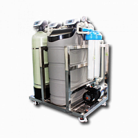 Prefiltration station with sediment, AC canisters, softner, 20” filters and booster pump, 3/4 inch