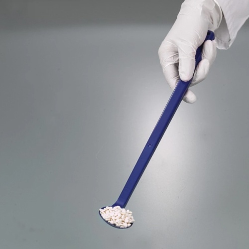 Детектируемая ложка изогнутая, с длинной ручкой, синяя
